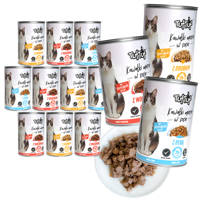 TufTuf puszka kawałki mięsne Mix smaków Zestaw 12x415g