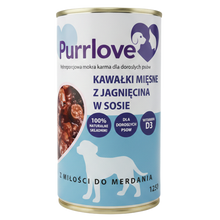 PURRLOVE mokra karma dla psa Jagnięcina puszka 1250g Kawałki mięsne