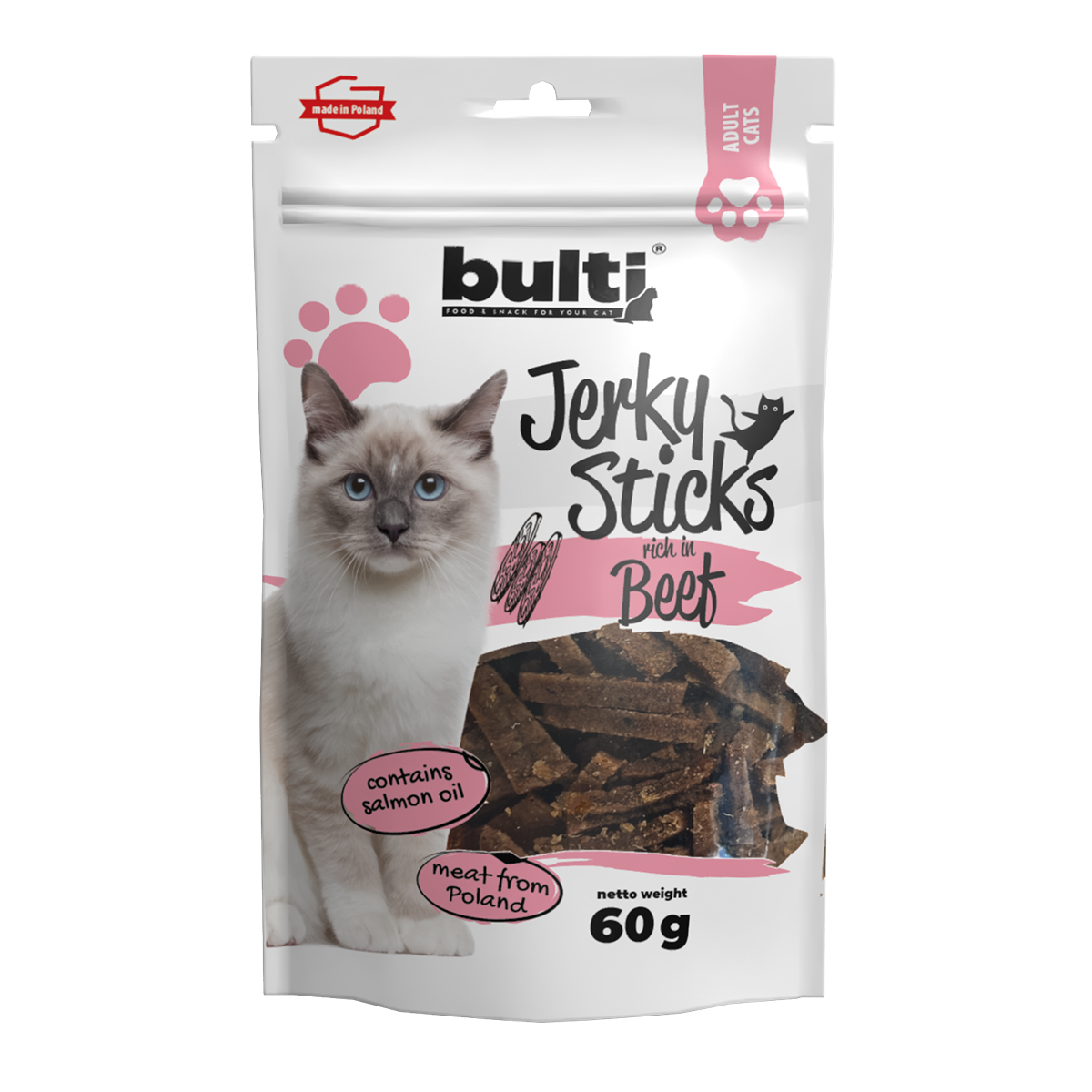 BULTI JERKY STICKS WOŁOWINA - przysmak dla kota 60g