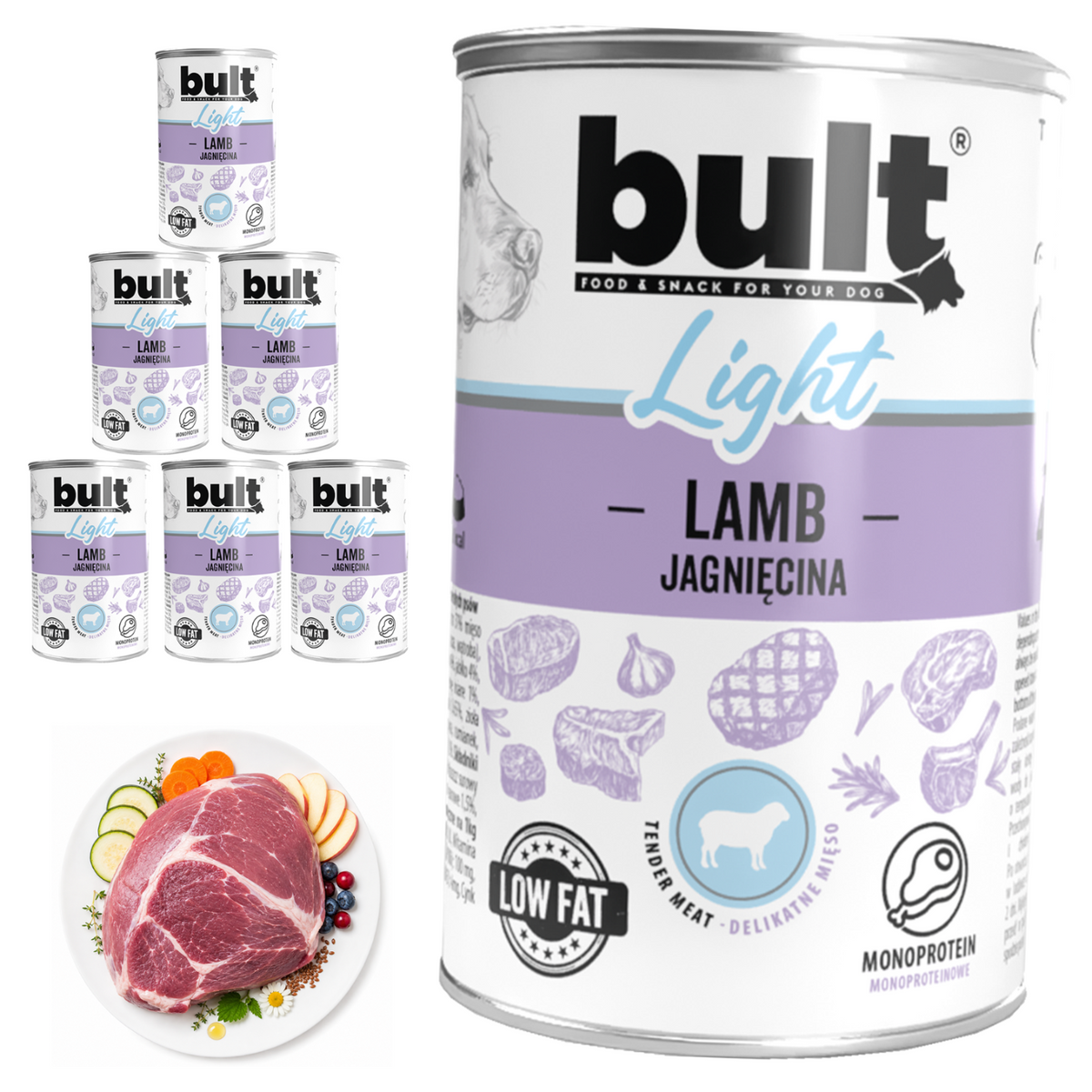 BULT LIGHT mokra karma dla psa jagnięcina, puszka 6 x 400g