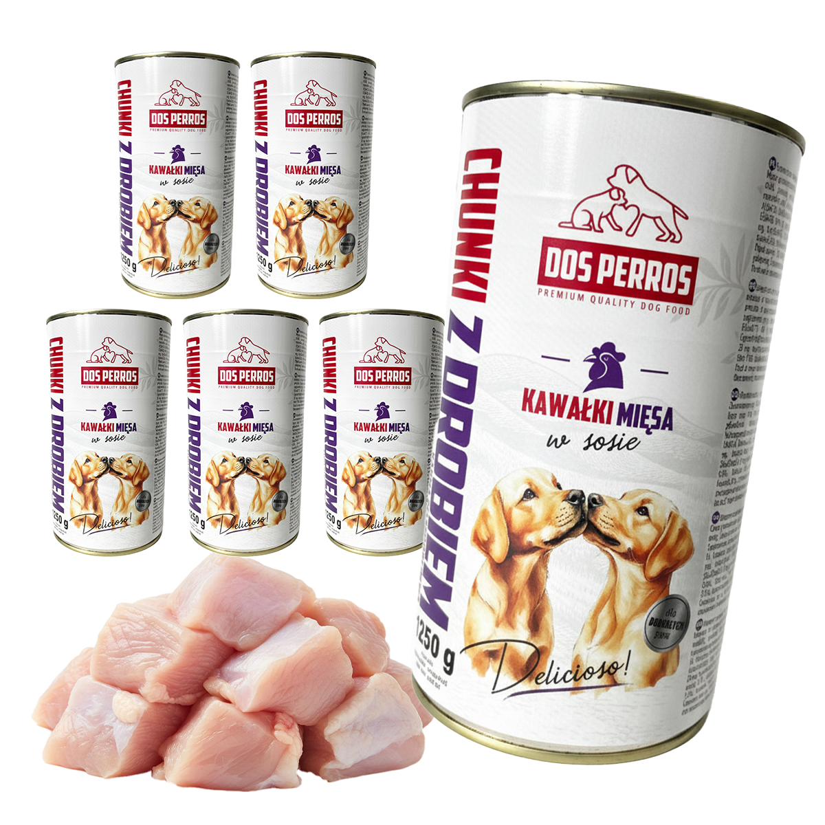 Dos perros kawałki mięsa w sosie z drobiem 6x1250g