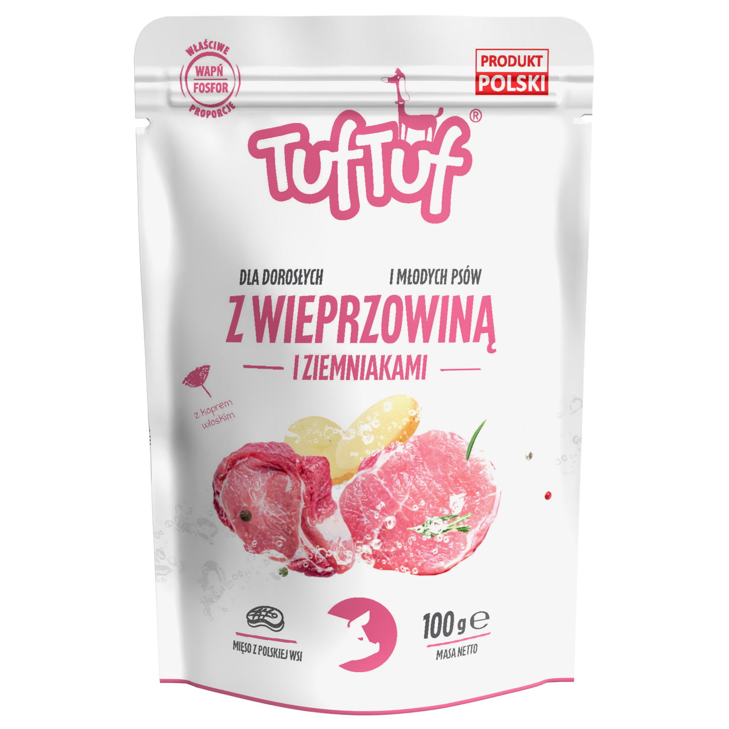 TufTuf mokra karma dla psa wieprzowina z ziemniakiem - saszetka mielonka