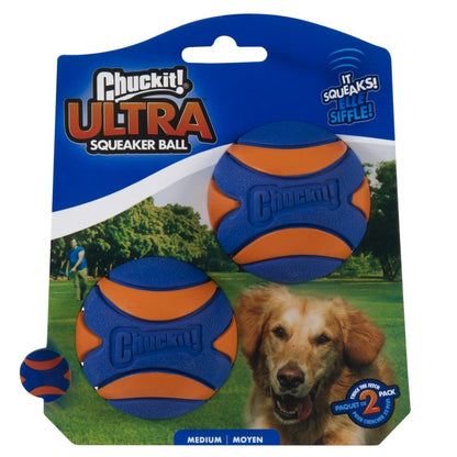 Chuckit! Ultra Squeaker Ball M – dwupak piłek 6,5 cm z piszczałką