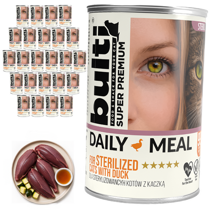 BULTI Daily Meal Sterilized mokra karma dla kota kaczka z kurczakiem, puszka 24 x 400g