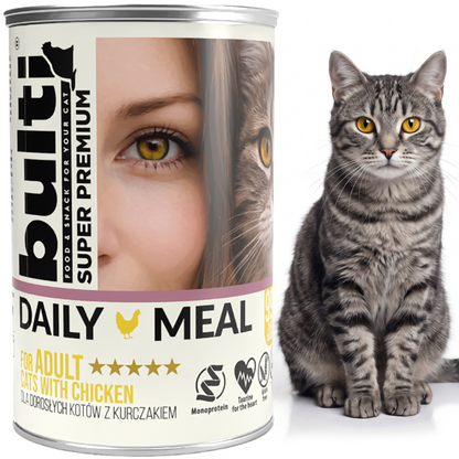 BULTI Daily Meal Adult mokra karma dla kota kurczak, puszka 36 x 400g