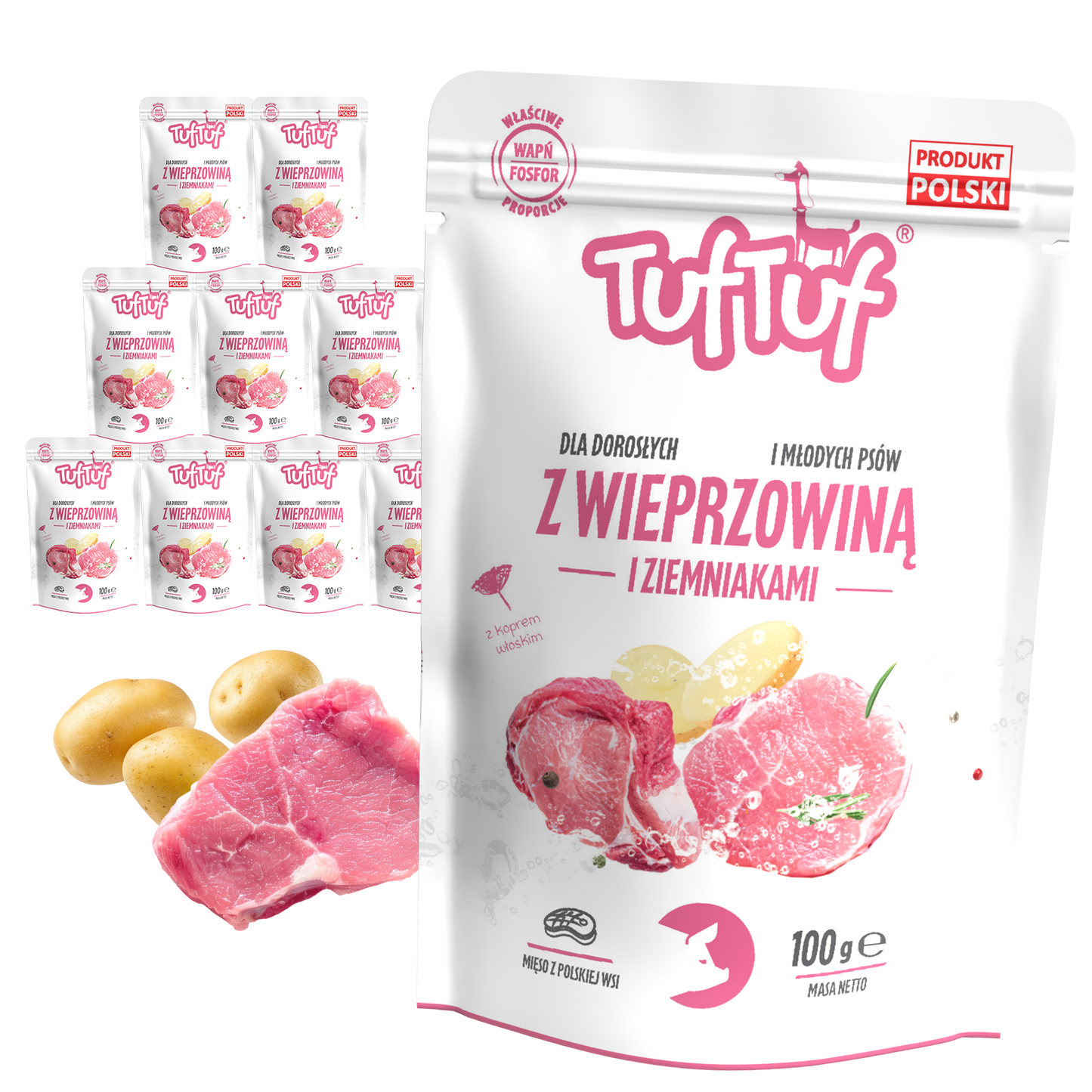 TufTuf saszetka wieprzowina z ziemniakiem 10x100g