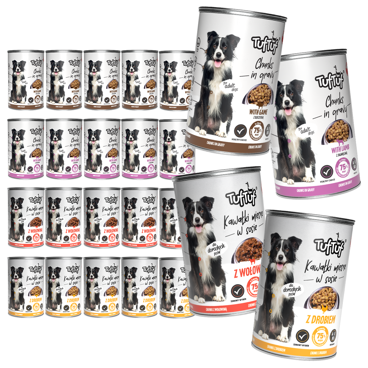 TufTuf puszka kawałki mięsne Mix smaków Zestaw 24x415g