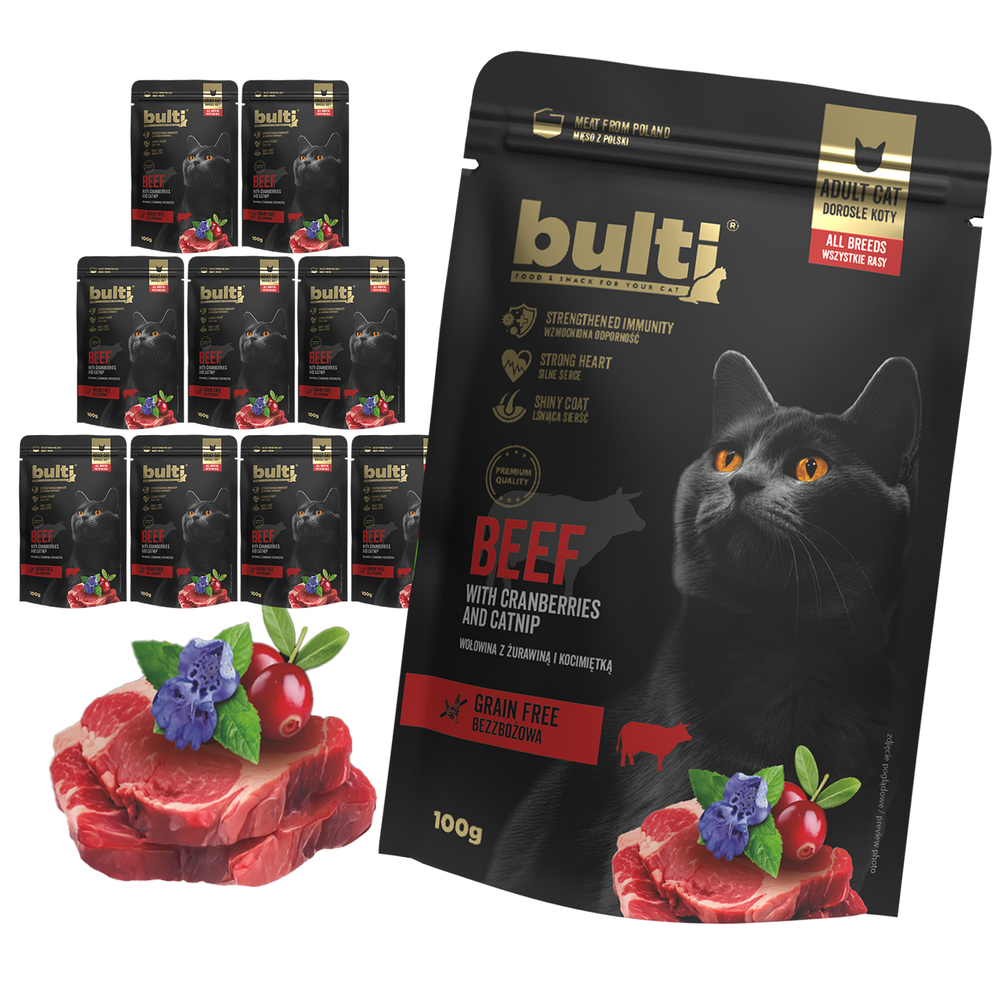 Bulti superfood wołowina z żurawiną kocimiętką 10x100g