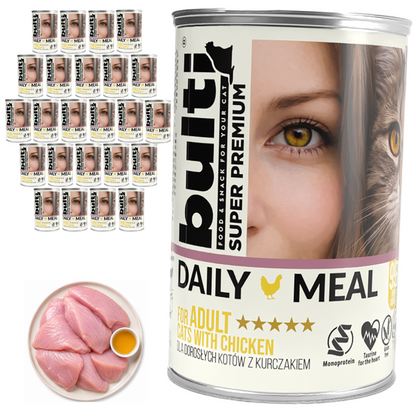 BULTI Daily Meal Adult mokra karma dla kota kurczak, puszka 24 x 400g
