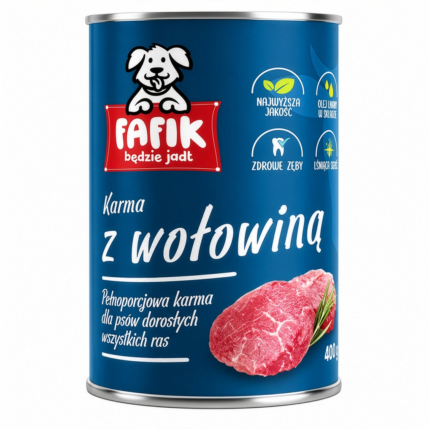 FAFIK mokra karma dla psa Wołowina puszka 400g Pełnoporcjowa
