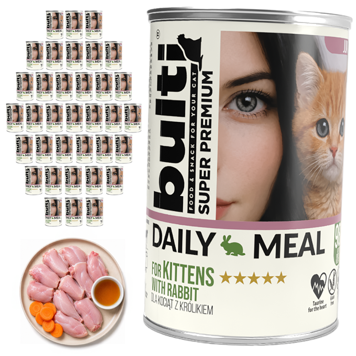 BULTI Daily Meal Kitten mokra karma dla kociąt królik, puszka 36 x 400g
