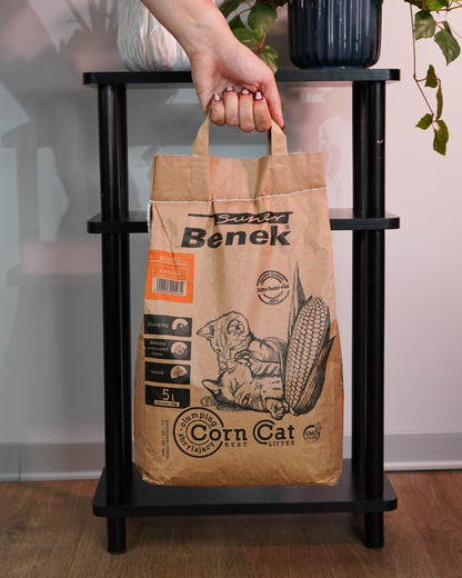 Super Benek Kukurydziany żwirek dla kotów 6x5L CORN CAT zbrylający (30L)
