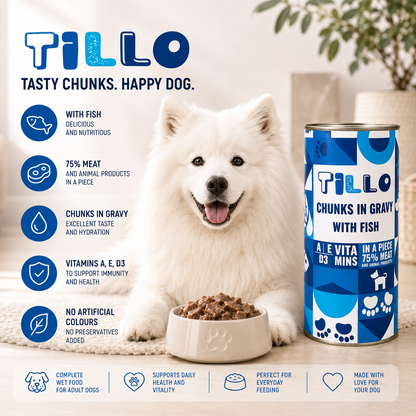 TILLO mokra karma dla psa Ryba puszka 1250g Kawałki w sosie