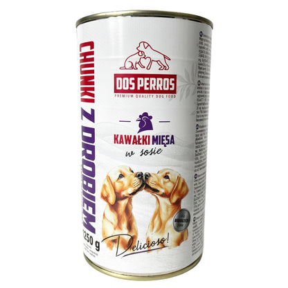 DOS PERROS Kawałki w sosie dla psa Drób - puszka 1250g