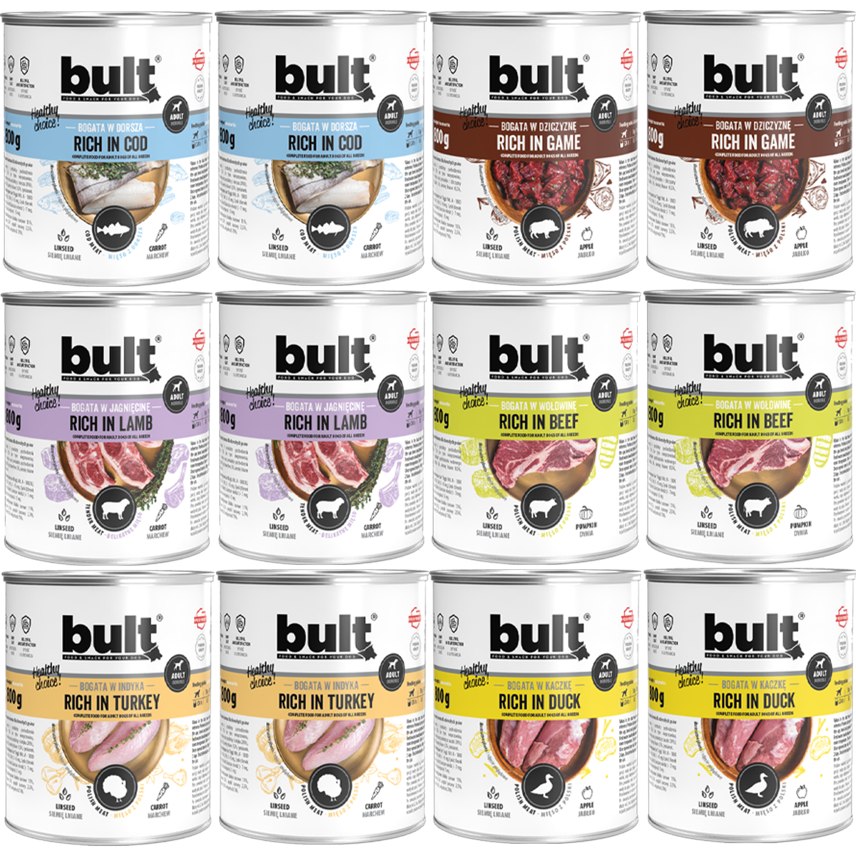 Bult – mix smaków zestaw 12x800g puszka premium