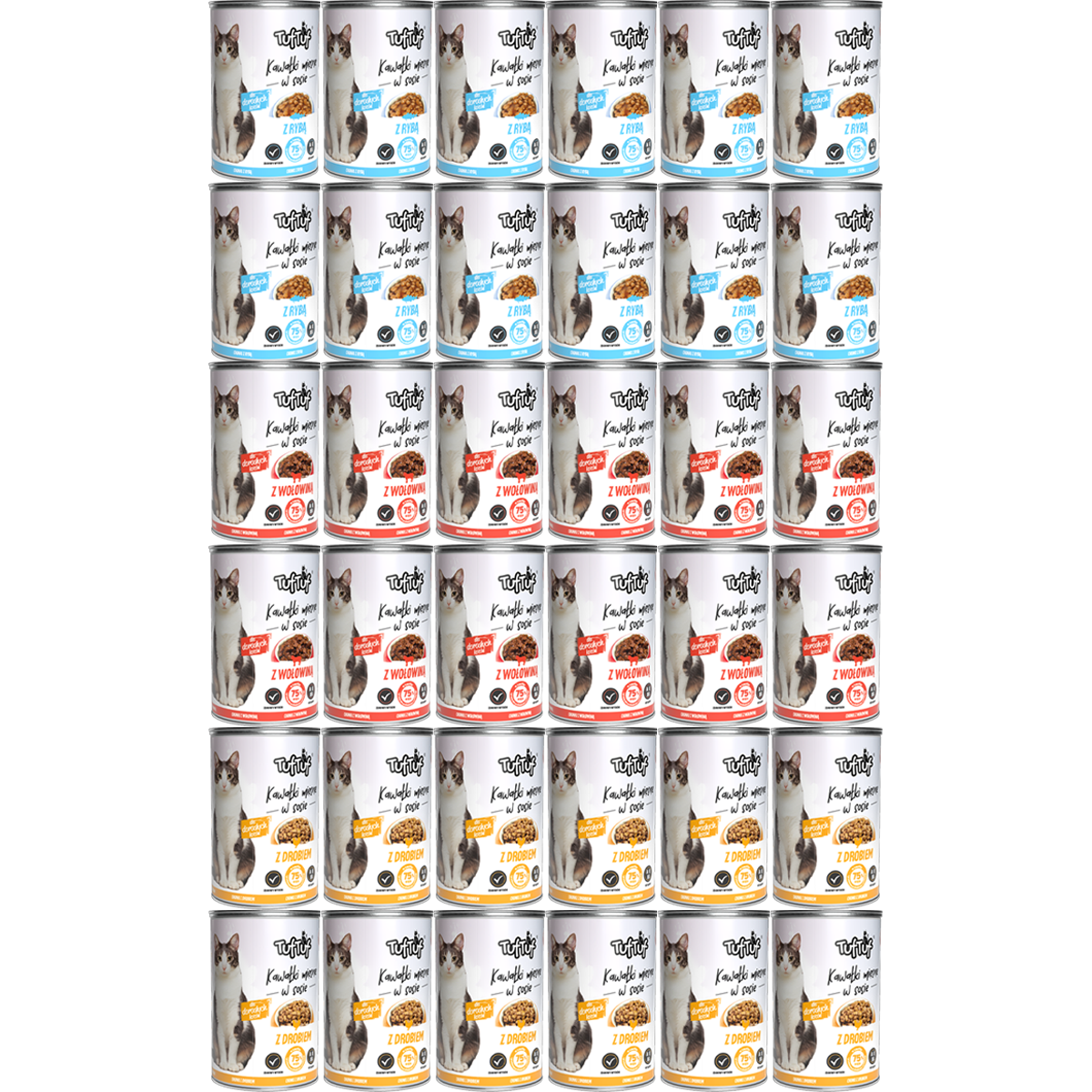TufTuf puszka kawałki mięsne Mix smaków Zestaw 36x415g