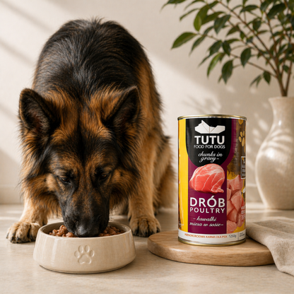 TUTU mokra karma dla psa Drób puszka 1250g Kawałki w sosie