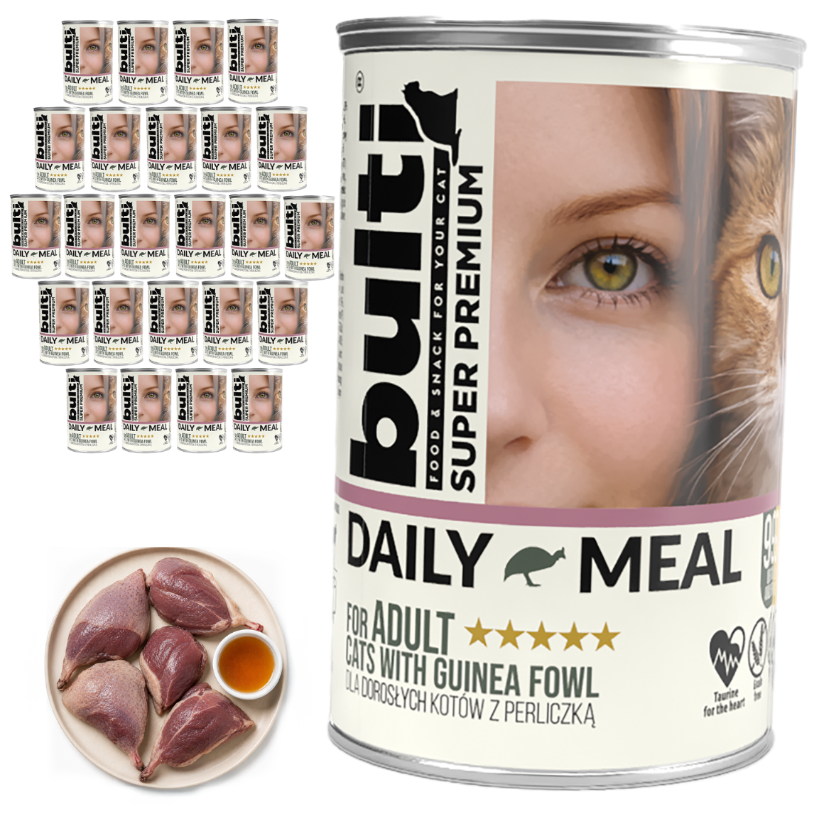 BULTI Daily Meal Adult mokra karma dla kota perliczka, puszka 24 x 400g