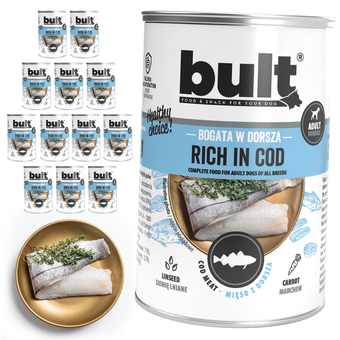 BULT mokra karma dla psa dorsz, puszka 12 x 400g, pełnoporcjowa