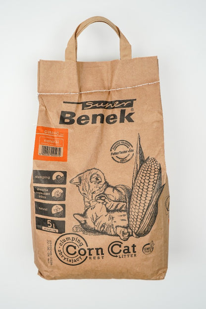 Super Benek Kukurydziany żwirek dla kotów 5L CORN CAT zbrylający