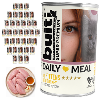 BULTI Daily Meal Kitten mokra karma dla kociąt indyk, puszka 36 x 400g