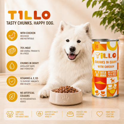 TILLO mokra karma dla psa Drób puszka 1250g Kawałki w sosie