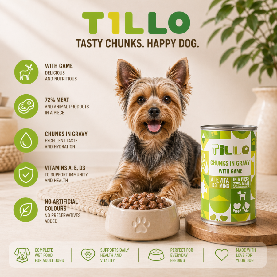 TILLO Chunky Kawałki w sosie dla psa Dziczyzna - puszka 415g