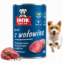 FAFIK mokra karma dla psa Wołowina puszka 400g Pełnoporcjowa