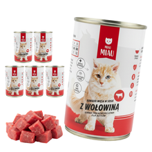 KARMA MOKRA DLA KOTA MIAU MIAU MIAU PUSZKA BOGATA W WOŁOWINĘ 6x415G