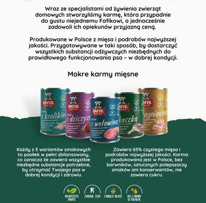 FAFIK mokra karma dla psa Wołowina puszka 400g Pełnoporcjowa