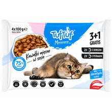 TufTuf kawałki w sosie dla kota 2x Dorsz 2x Pstrąg 4x100g 3+1 Gratis