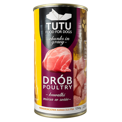 TUTU mokra karma dla psa Drób puszka 1250g Kawałki w sosie