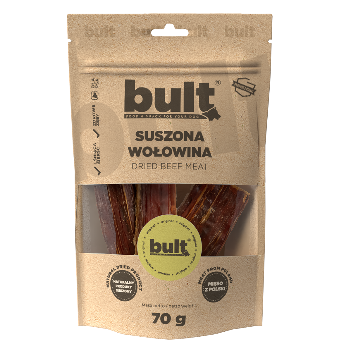BULT gryzak naturalny dla psa Suszona Wołowina 70g Przysmak