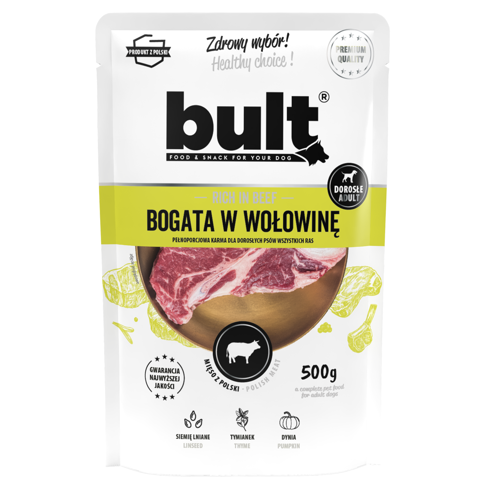 Zestaw 10x500g Saszetka mielonka BULT bogata w wołowinę - bult.dog
