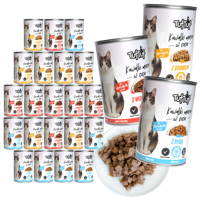 TufTuf puszka kawałki mięsne Mix smaków Zestaw 24x415g