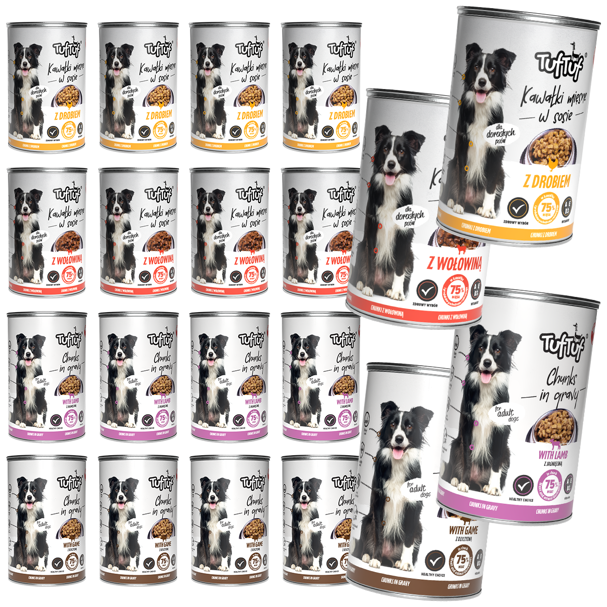 TufTuf – mix smaków kawałki mięsne 20x415g