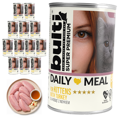 BULTI Daily Meal Kitten mokra karma dla kociąt indyk, puszka 12 x 400g