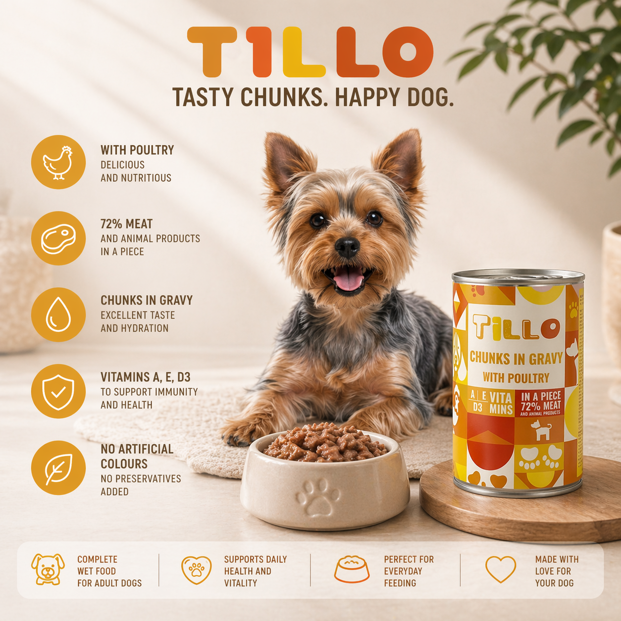 TILLO Chunky Kawałki w sosie dla psa Kurczak - puszka 415g