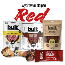 Pupilowa wyprawka dla Psa RED - karma mokra, gryzak, bar