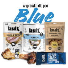 Pupilowa wyprawka dla Psa BLUE - karma mokra, gryzak, bar