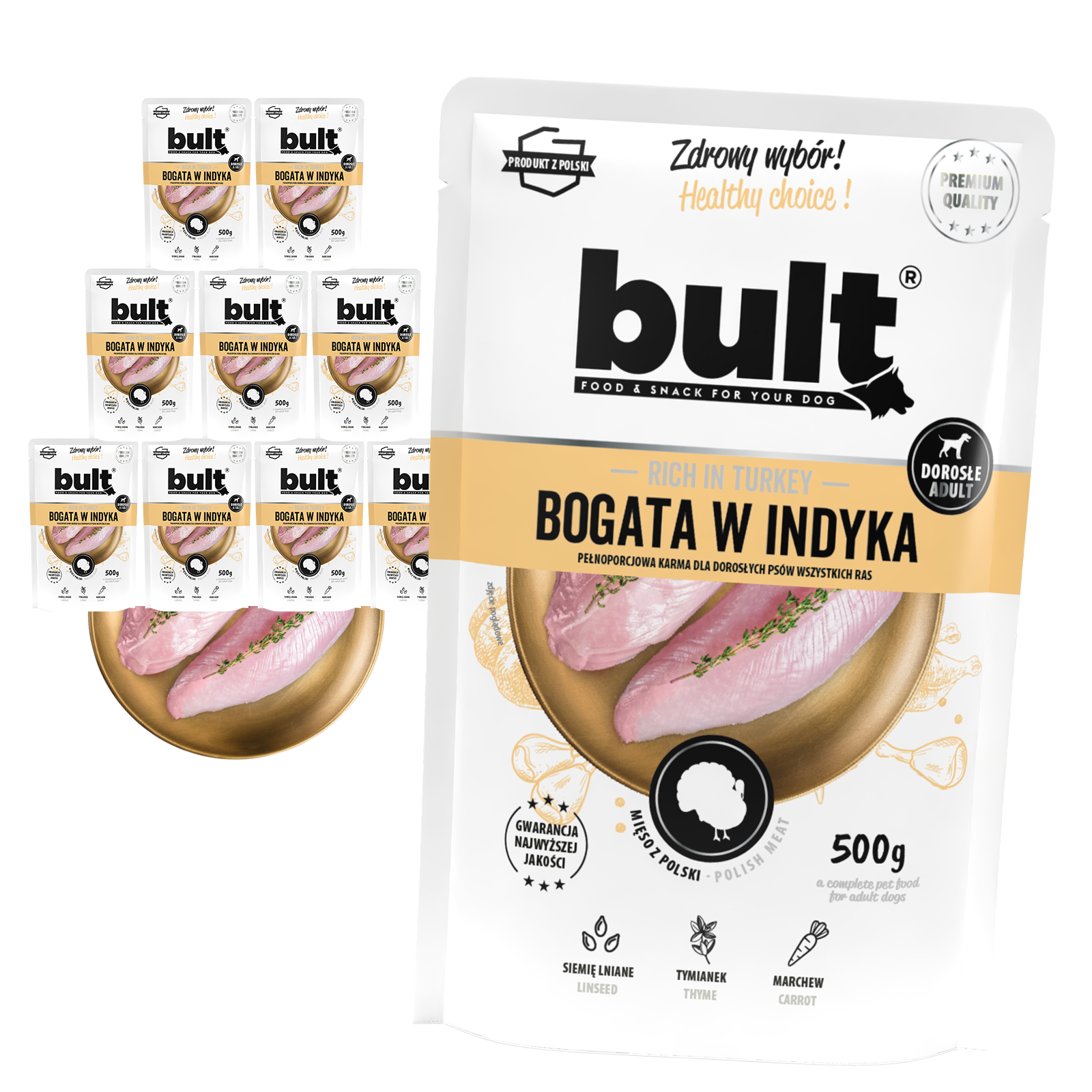 Zestaw 10x500g Saszetka mielonka BULT bogata w indyka - bult.dog